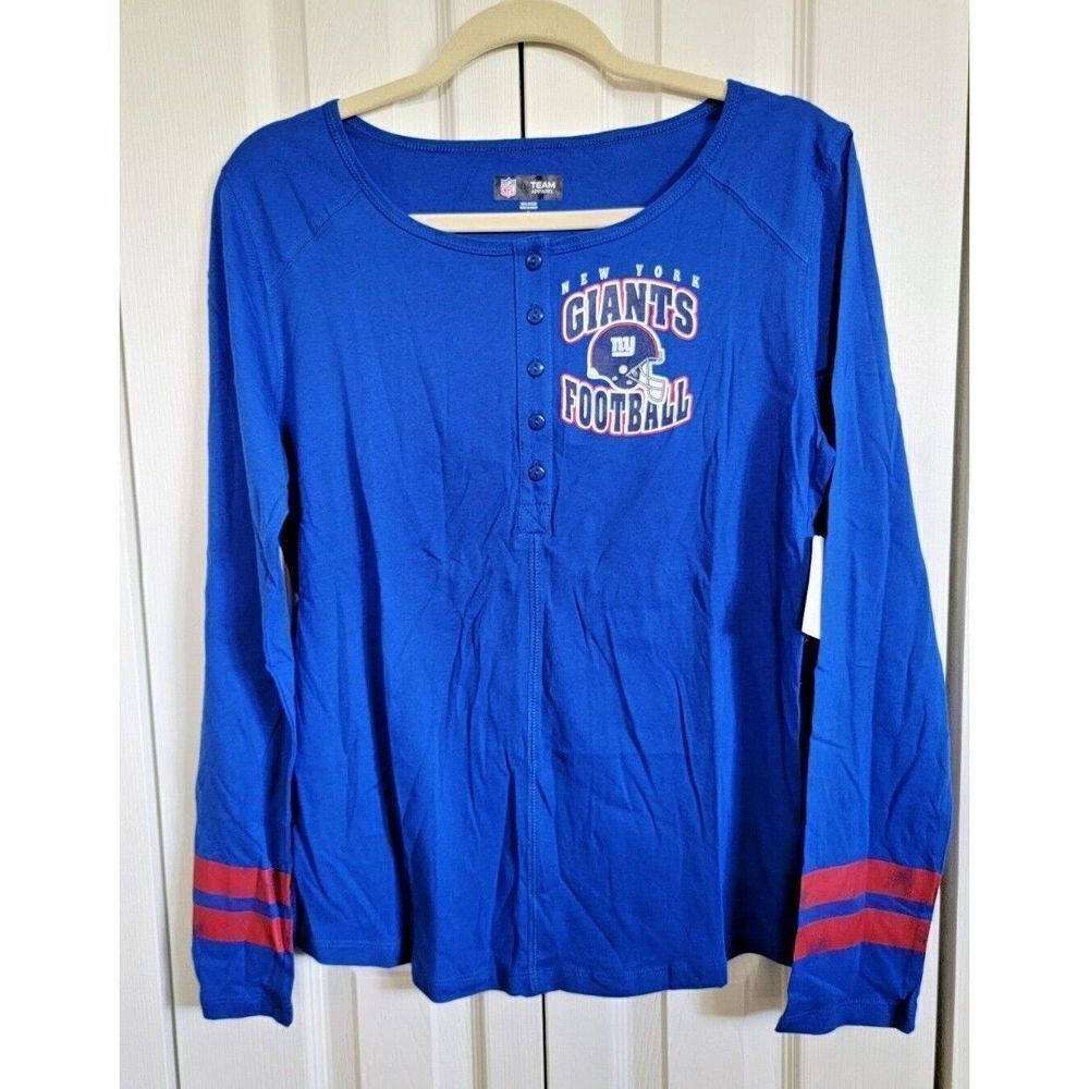 NFL Team Apparel Women's Sz L‎ Ladies New York Giants LS Cotton T-Shirt NWT